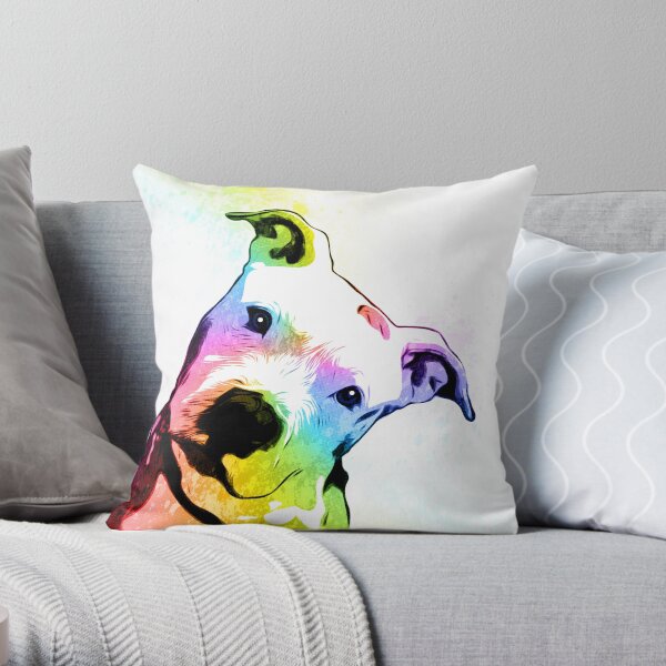 Pit bull | Rainbow Series | Pop Art Throw Pillow