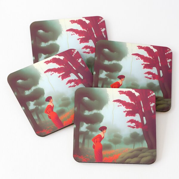 Item preview, Wandering Soul Collection, Dreamy abstract landscape, forest, nature, red, green, foggy, version 1  designed and sold by AISHOPPE.