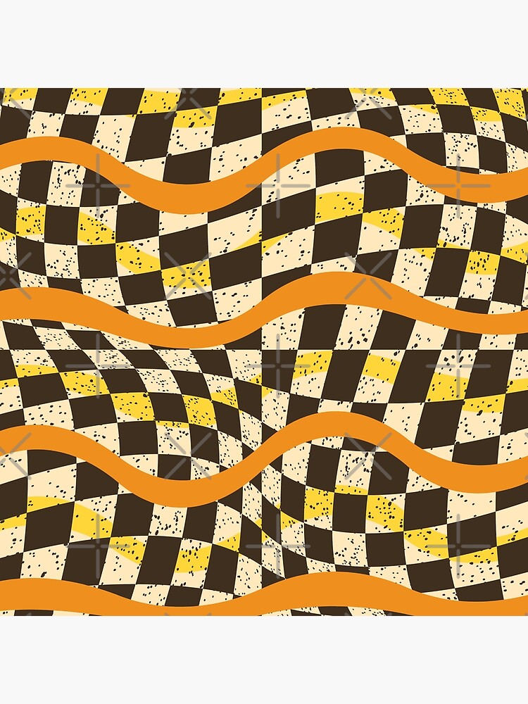 Thumbnail 3 of 3, Throw Pillow, Root Beer - Wavy Lines and Checkerboard designed and sold by DeafAngel1080.