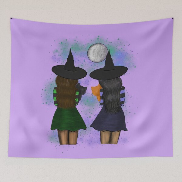 Item preview, Two Witches With Cats designed and sold by SMillustrations.