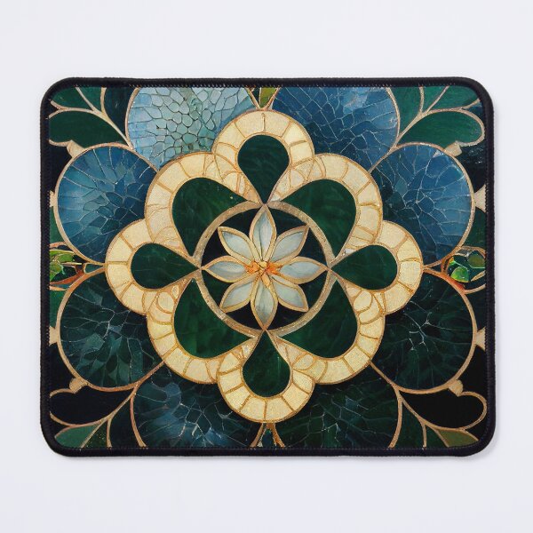 Item preview, Flower Mosaic Pattern with Jade, Mother of Pearl and Gold Trim designed and sold by JediNeil.