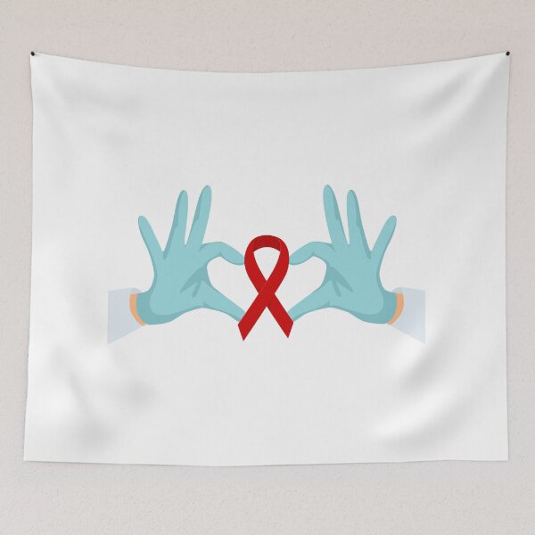 Item preview, Hands Show a Heart with a Ribbon Symbol of Aids , Hiv . World AIDS Day 1 December , Red Ribbon . Vector designed and sold by Shifa19.