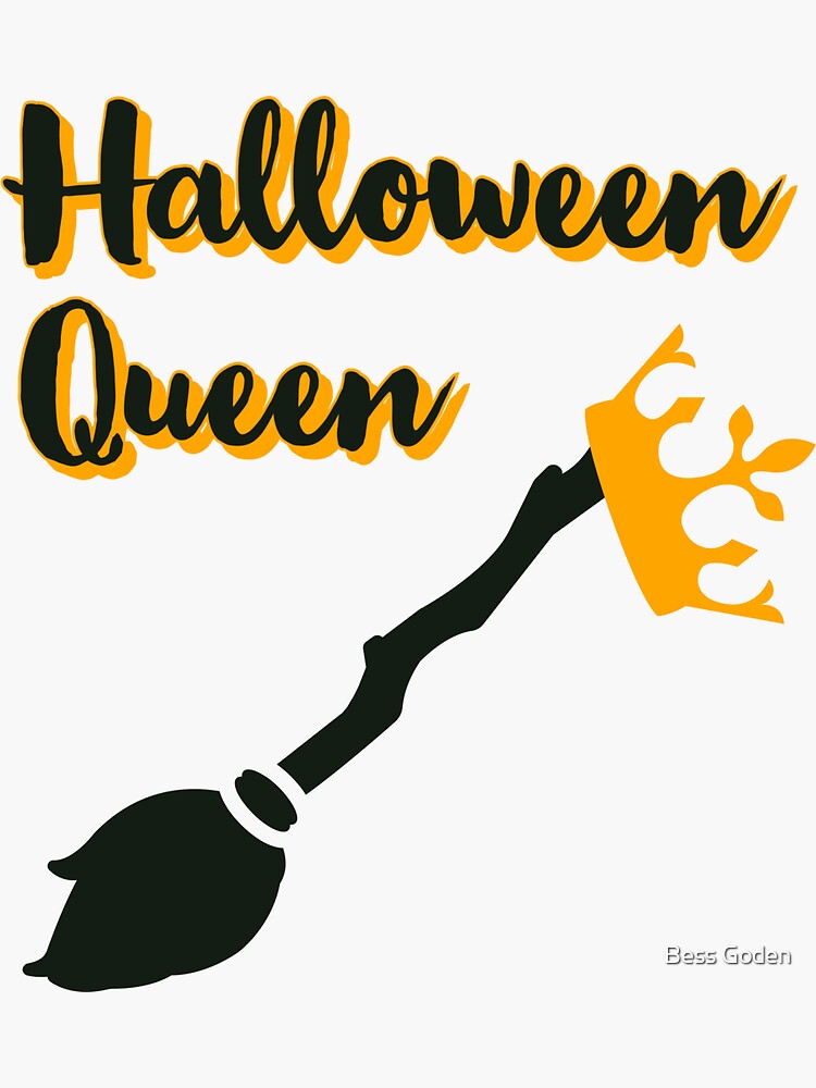 "Halloween Queen Cute Funny Kawaii Witch Broom With Crown Design