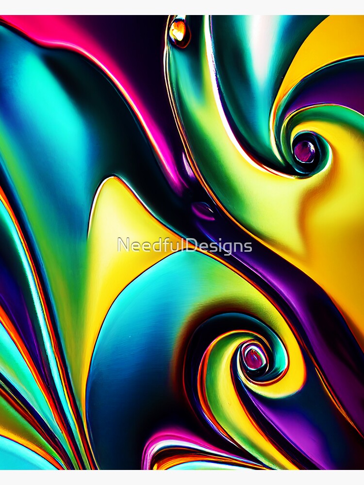 Colorful Liquid Chrome Metal Cyberpunk Fractal Psychedelic Litmus