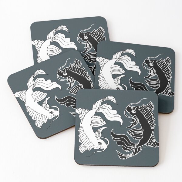 Item preview, Simple Bold Black and White Linework - 2 Koi Fish, Yin and Yang Solid Colors designed and sold by Lucidesigns.