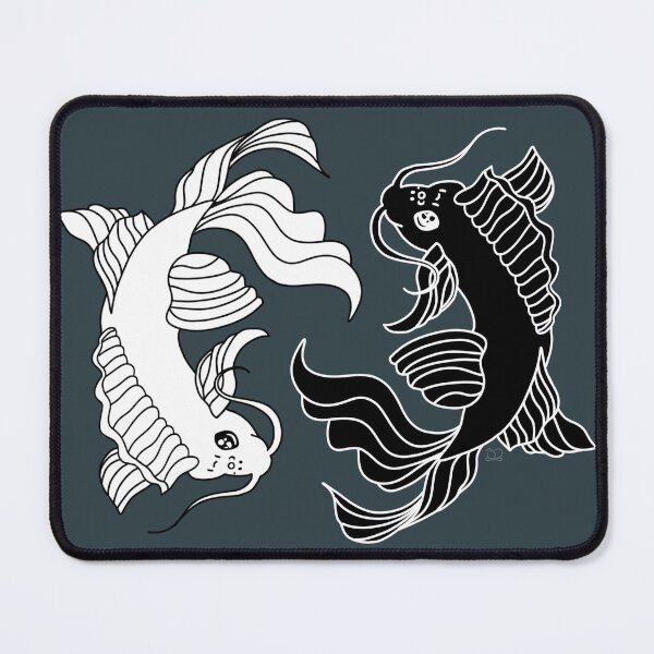 Item preview, Simple Bold Black and White Linework - 2 Koi Fish, Yin and Yang Solid Colors designed and sold by Lucidesigns.