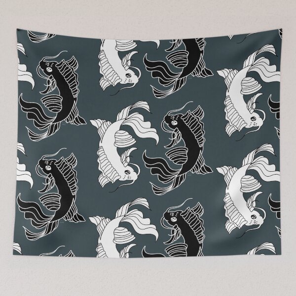 Item preview, Simple Bold Black and White Linework - 2 Koi Fish, Yin and Yang Solid Colors designed and sold by Lucidesigns.