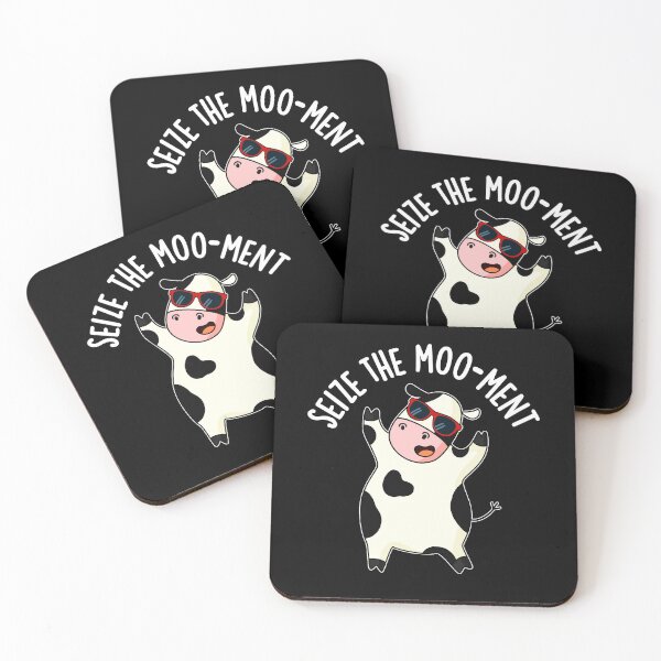 Item preview, Seize The Mooment Funny Cow Puns (Dark BG) designed and sold by punnybone.