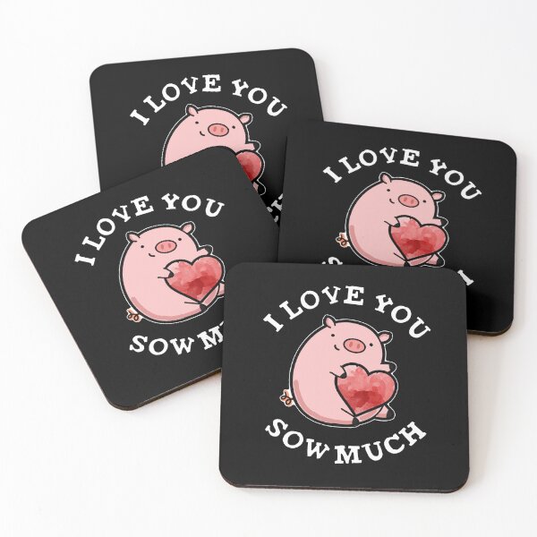 Item preview, I Love You Sow Much Funny Pig Puns (Dark BG) designed and sold by punnybone.