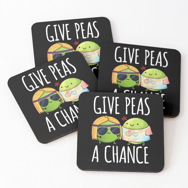 Item preview, Give Peas A Chance Funny Hippie Peas Puns (Dark BG) designed and sold by punnybone.