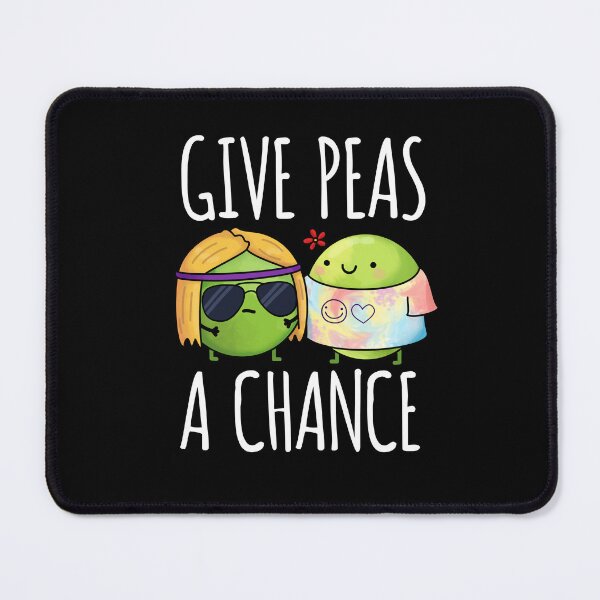 Item preview, Give Peas A Chance Funny Hippie Peas Puns (Dark BG) designed and sold by punnybone.
