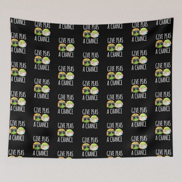 Item preview, Give Peas A Chance Funny Hippie Peas Puns (Dark BG) designed and sold by punnybone.