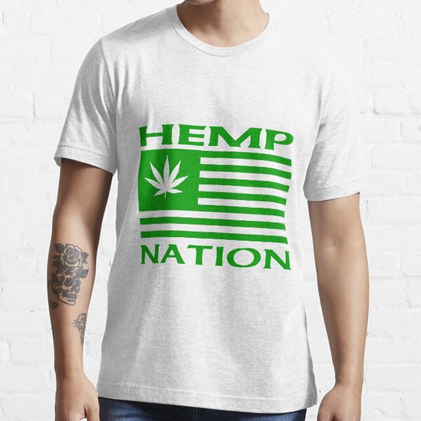 Hemp Products USA Hemp Nation Leaf flag Essential T-Shirt