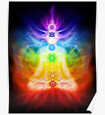 Chakras and energy flow on human body art photo print Poster