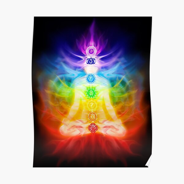 Chakras and energy flow on human body art photo print Poster