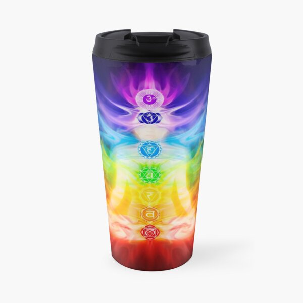 Chakras and energy flow on human body art photo print Travel Mug