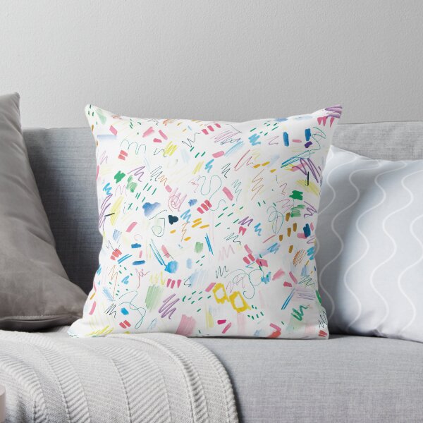 Colourful Messy Swatch Pattern Throw Pillow