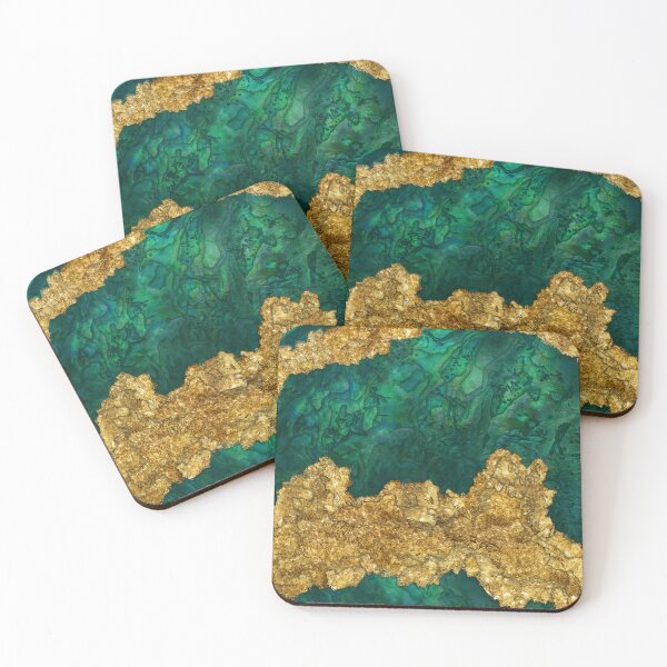 Item preview, Green and Gold Mixed media abstract designed and sold by k9printart.
