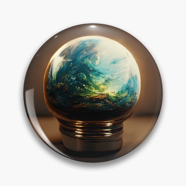 Item preview, Earth as electric lightbulb on wooden table designed and sold by PM-Artistic.