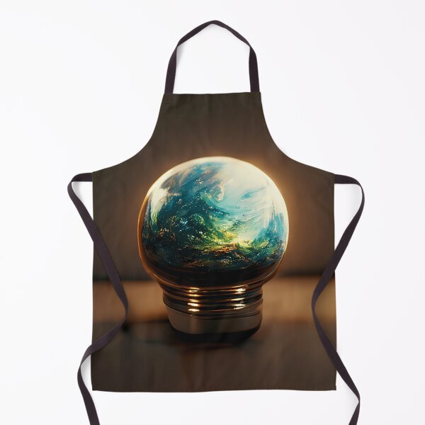 Item preview, Earth as electric lightbulb on wooden table designed and sold by PM-Artistic.