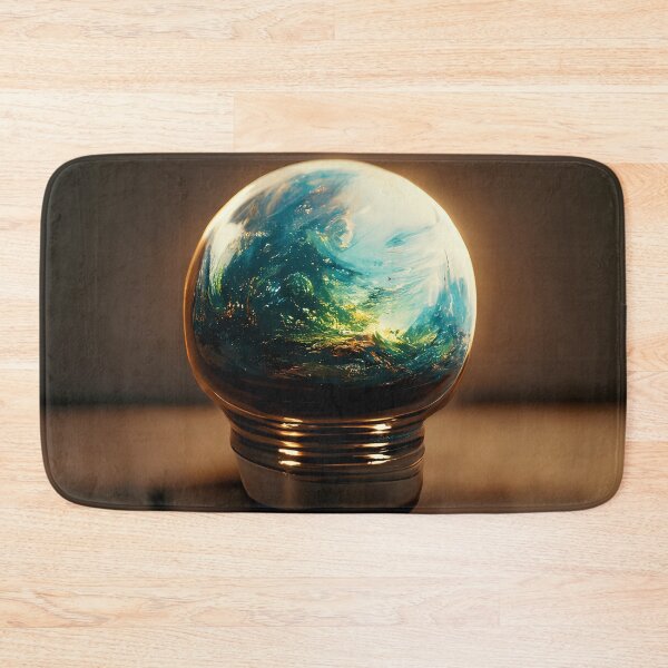 Item preview, Earth as electric lightbulb on wooden table designed and sold by PM-Artistic.