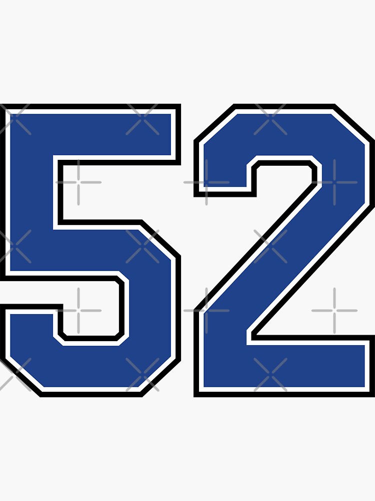 Number 52 lucky sports jersey fifty two Sticker for Sale by HeavyStyle