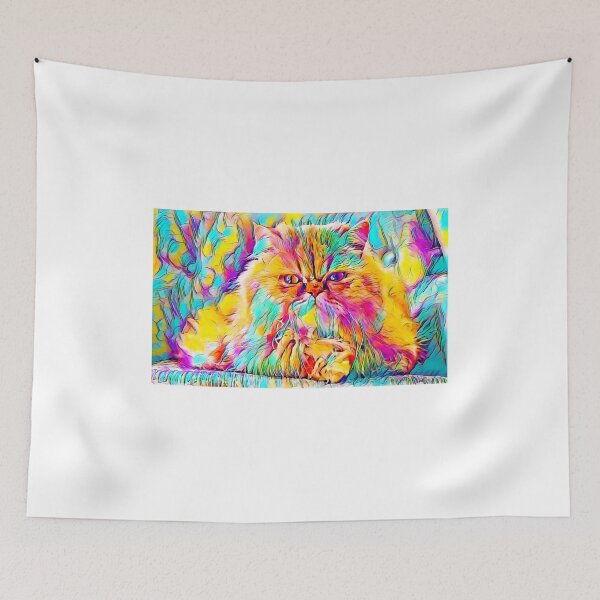 Artikelvorschau, Persian cat looking at you - colorful painting entworfen und verkauft von NickoPrints.