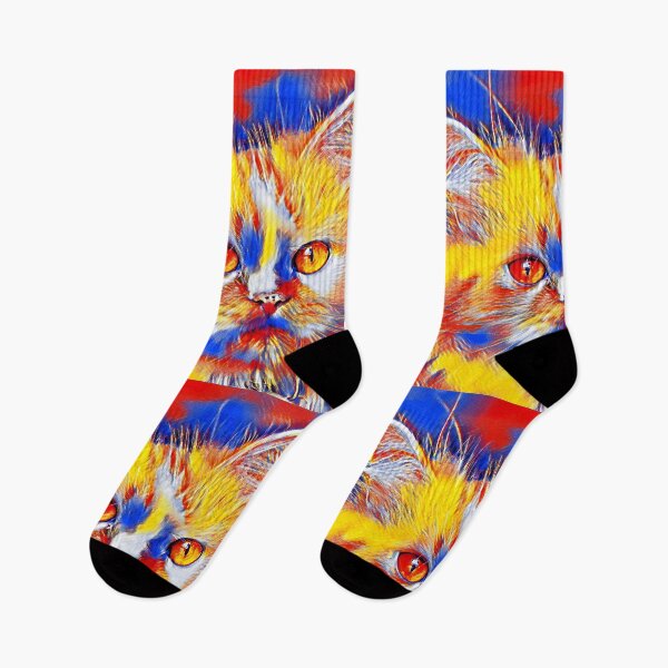Artikelvorschau, Cute colorful Persian cat in blue, red and yellow entworfen und verkauft von NickoPrints.