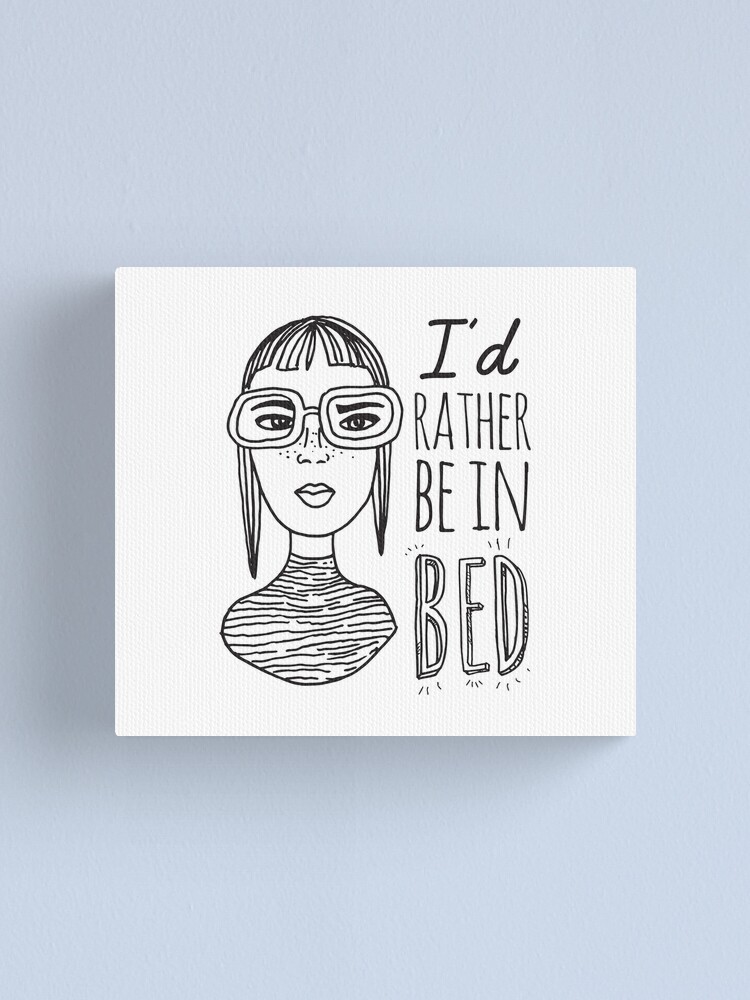 Alternate view of I'd rather be in bed - Ink Illustration Canvas Print