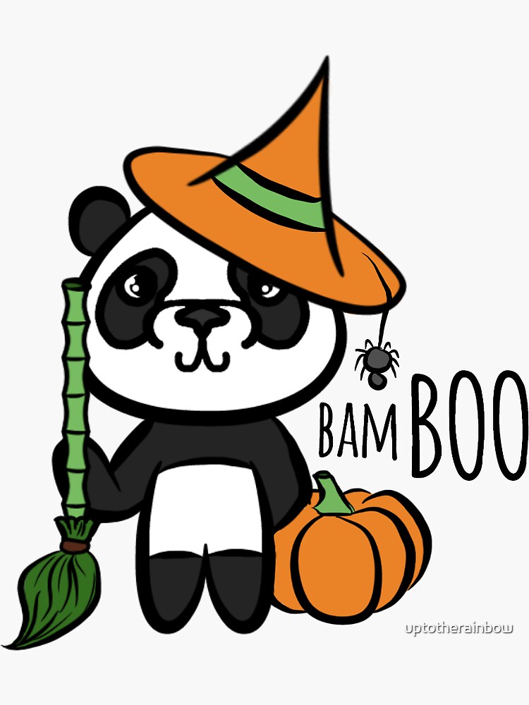 Thumbnail 3 of 3, Sticker, bamBOO - Halloween panda designed and sold by uptotherainbow.