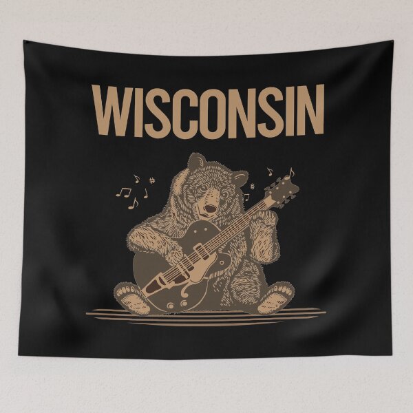 Item preview, Bear With Guitar Wisconsin designed and sold by BloodMoneyTwit.