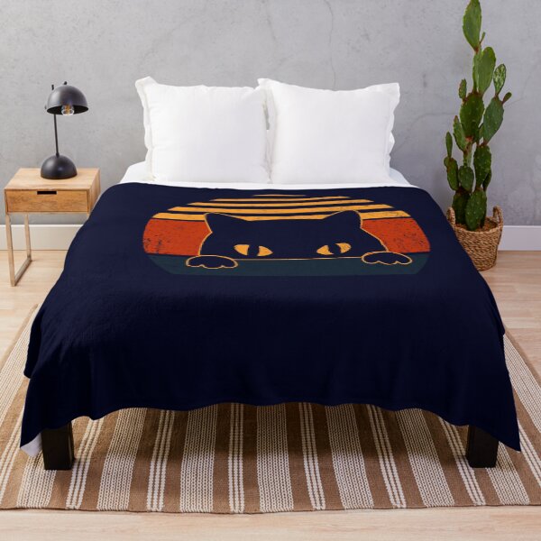 Item preview, Black Cat Peeking Sunset Retro Cats Lover Vintage Gift designed and sold by Simeon Dorelus.