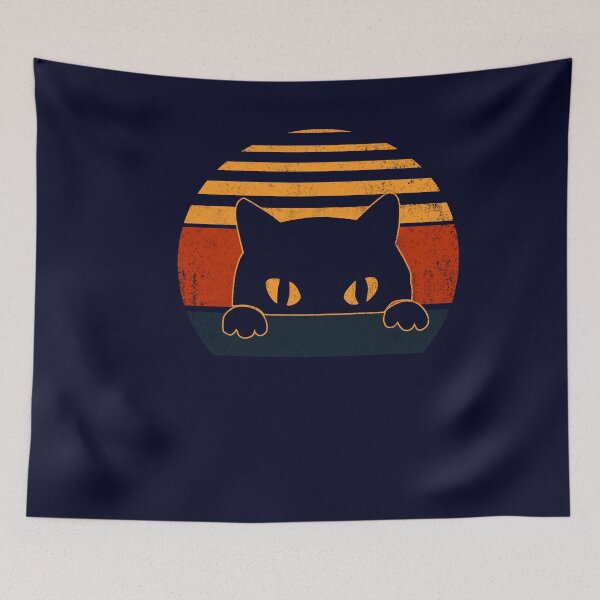 Item preview, Black Cat Peeking Sunset Retro Cats Lover Vintage Gift designed and sold by Simeon	 Dorelus.