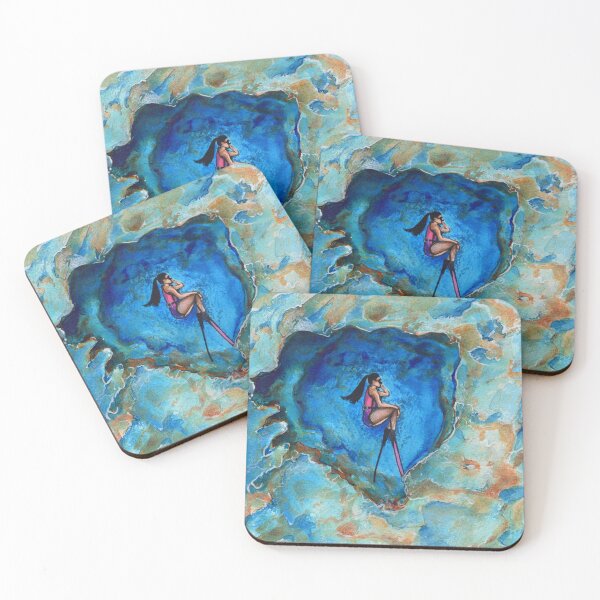 Item preview, Pretty freediving girl sleeping underwater inside coral reef designed and sold by BeefStroganof.