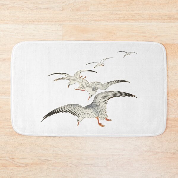 Item preview, Seagull Japanese Painting | 5 Seagulls above turbulent sea design | Seabird | Gull | Minimalist designed and sold by FitBeast.