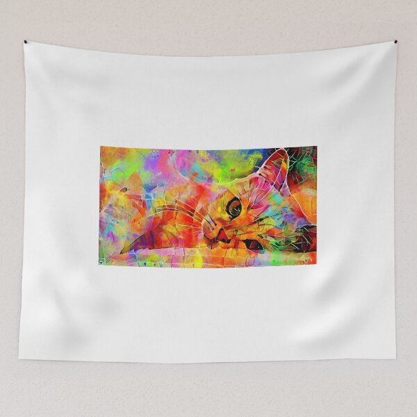 Artikelvorschau, Persian cat relaxing - colorful irregular tiles mosaic effect entworfen und verkauft von NickoPrints.