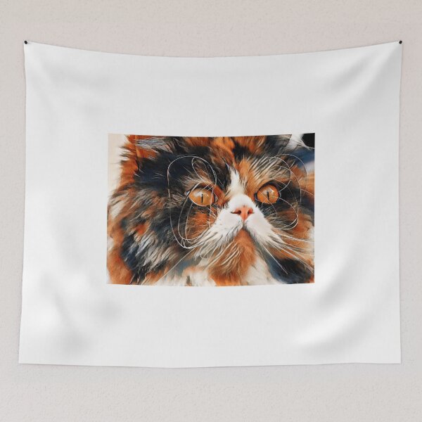 Artikelvorschau, Persian cat with long whiskers close-up - white, black and brown digital painting entworfen und verkauft von NickoPrints.