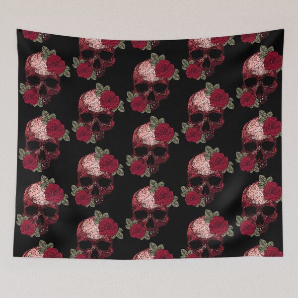 Item preview, Red skull with roses. designed and sold by Francis Anderson.
