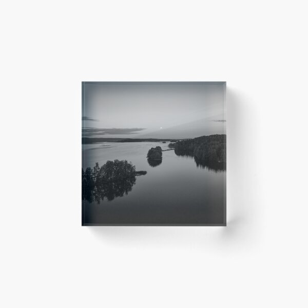 Item preview, Full moon still hanging over the lake bw designed and sold by Jouko Lehto Photography.