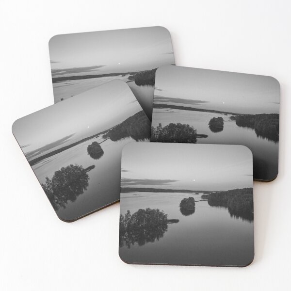 Item preview, Full moon still hanging over the lake bw designed and sold by Jouko Lehto Photography.