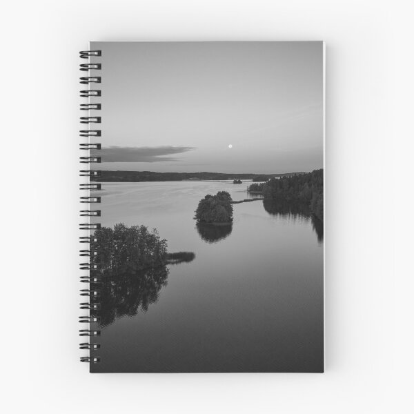 Item preview, Full moon still hanging over the lake bw designed and sold by Jouko Lehto Photography.