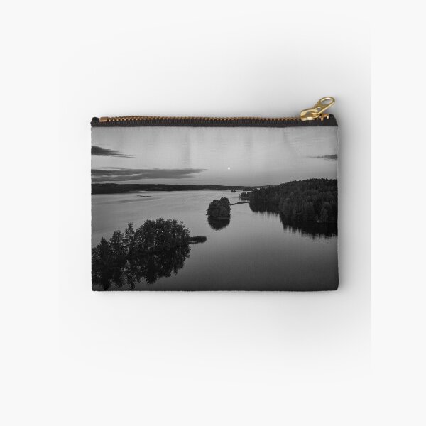 Item preview, Full moon still hanging over the lake bw designed and sold by Jouko Lehto Photography.