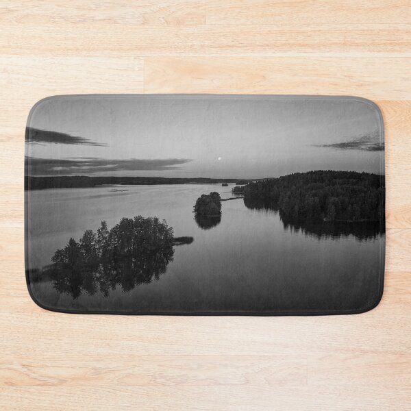 Item preview, Full moon still hanging over the lake bw designed and sold by Jouko Lehto Photography.