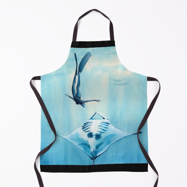 Item preview, Freediver girl swimming with manta ray designed and sold by BeefStroganof.