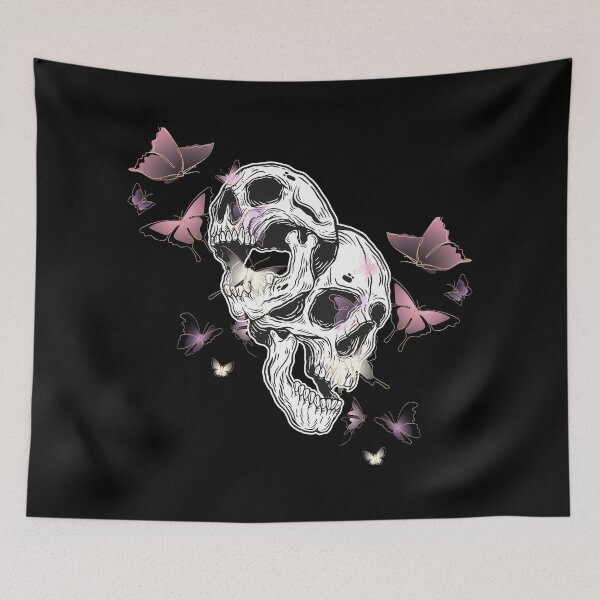Item preview, Screaming Skulls and pink butterflies designed and sold by Wonder & Whimsy.