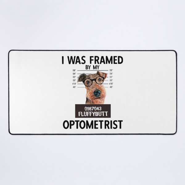 Item preview, Airedale Terrier Wearing Glasses - I Was Framed Optometry Pun Quote designed and sold by Primroaddesigns.