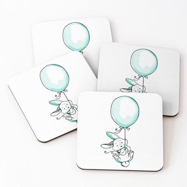 Item preview, Little teal bunny with a balloon designed and sold by StillaDesign.