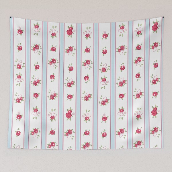 Item preview, English Roses Wallpaper Pattern on Blue designed and sold by Rainbows Galore.