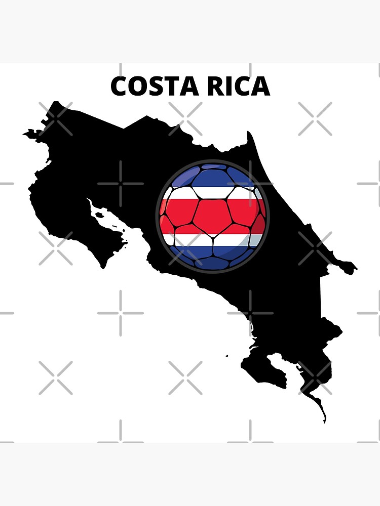 "Map of Costa Rica with Soccer Ball and colors of the Costa Rican Flag