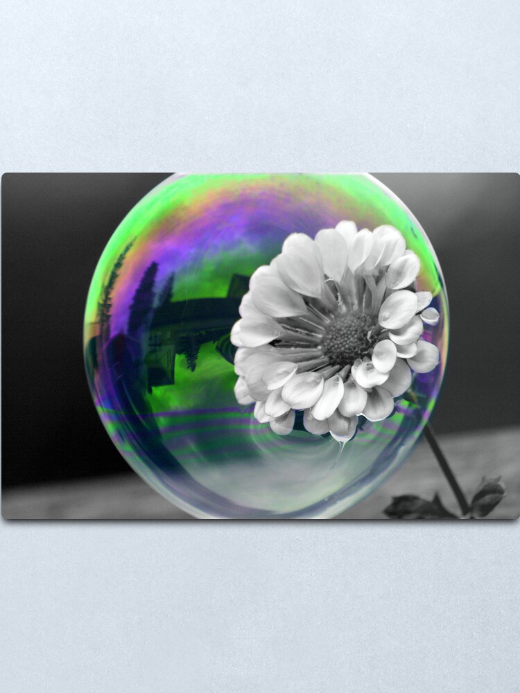 Alternate view of B&W Flower in a bubble Metal Print